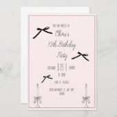 Elegante Black Bow Teen Geburtstagsparty Einladung (Vorne/Hinten)