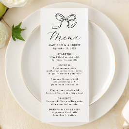 Elegante Black Bow Wedding Menükarte