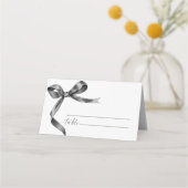 Elegante Black Bow Wedding Platzkarte (Vorderseite)