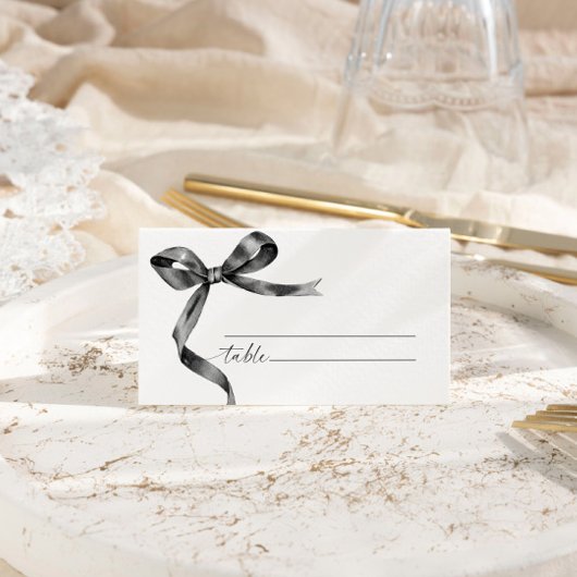 Elegante Black Bow Wedding Platzkarte