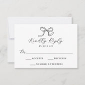 Elegante Black Bow Wedding RSVP Karte (Vorderseite)