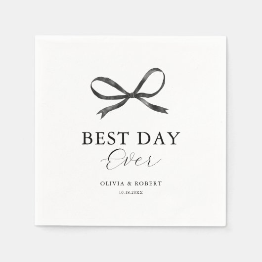 Elegante Black Bow Wedding Serviette (Vorderseite)