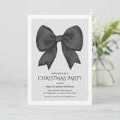 Elegante Black Bow Weihnachtsfeier Einladung (Stehend Vorderseite)