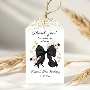 Elegante Black Bow Wildblumen Vielen Dank Geschenkanhänger