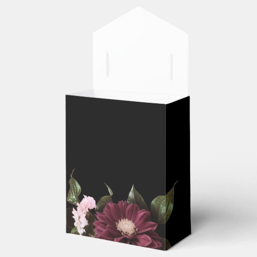 Elegante Black Burgundy Floral Wedding Geschenkschachtel (Geöffnet)