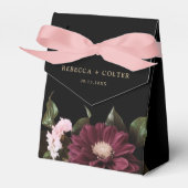 Elegante Black Burgundy Floral Wedding Geschenkschachtel (Vorderseite)