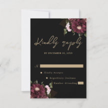 Elegante Black Burgundy Floral Wedding