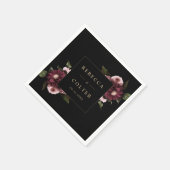 Elegante Black Burgundy Floral Wedding Serviette (Ecke)