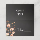 Elegante Black Burnt Orange Hochzeit im Herbst Platzkarte (Außenseite Aufgefaltet)