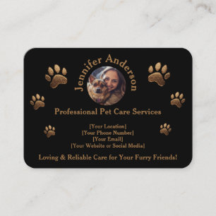 Elegante Black Business Card für Pet Care Services Visitenkarte