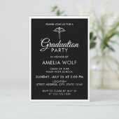 Elegante Black Caduceus Pharmacist Graduation Part Einladung (Stehend Vorderseite)