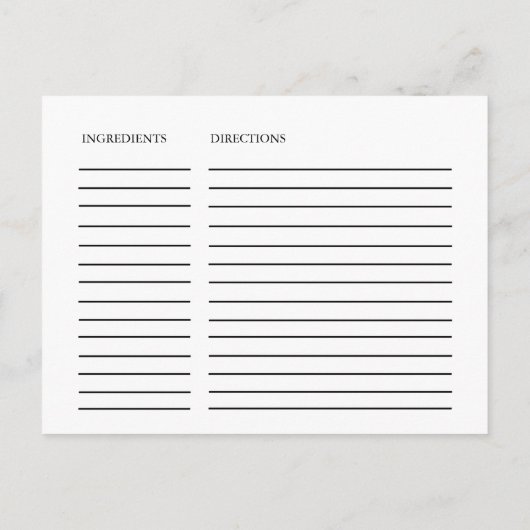 Elegante Black Calligraphy Bridal Recipe Cards Postkarte (Rückseite)