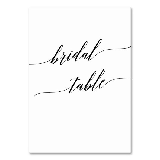Elegante Black Calligraphy Bridal-Tischnummer Tischnummer (Vorderseite)