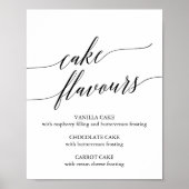Elegante Black Calligraphy Cake Flavours Unterschr Poster (Vorne)