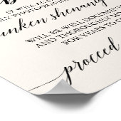 Elegante Black Calligraphy Cream Vorsicht Offene B Poster (Ecke)