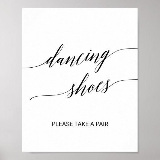 Elegante Black Calligraphy Dancing Shoes Sign Poster (Vorne)