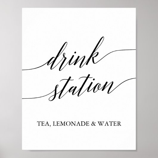 Elegante Black Calligraphy Drink Station Poster (Vorne)
