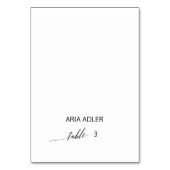 Elegante Black Calligraphy Escort-Platzkarten Tischnummer (Vorderseite)