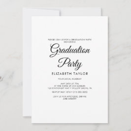 Elegante Black Calligraphy Graduation Party Einladung