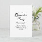 Elegante Black Calligraphy Graduation Party Einladung (Stehend Vorderseite)