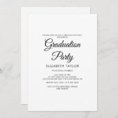 Elegante Black Calligraphy Graduation Party Einladung (Vorne/Hinten)