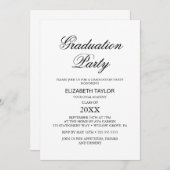 Elegante Black Calligraphy Graduation Party Einladung (Vorne/Hinten)