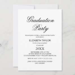 Elegante Black Calligraphy Graduation Party Einladung