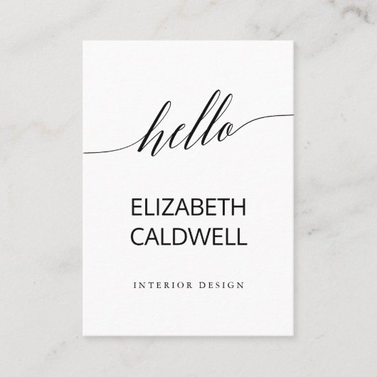 Elegante Black Calligraphy Hello Business Card Visitenkarte (Vorderseite)