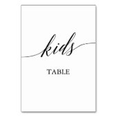 Elegante Black Calligraphy Kids Table Tischnummer (Rückseite)