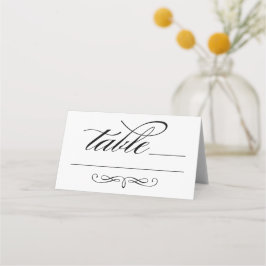 Elegante Black Calligraphy Script Hochzeitstisch Platzkarte