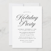 Elegante Black Calligraphy Script Holiday Party Einladung (Vorderseite)
