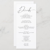 Elegante Black Calligraphy Script Wedding Drinks Menükarte (Vorne/Hinten)