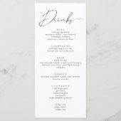 Elegante Black Calligraphy Script Wedding Drinks Menükarte (Vorderseite)