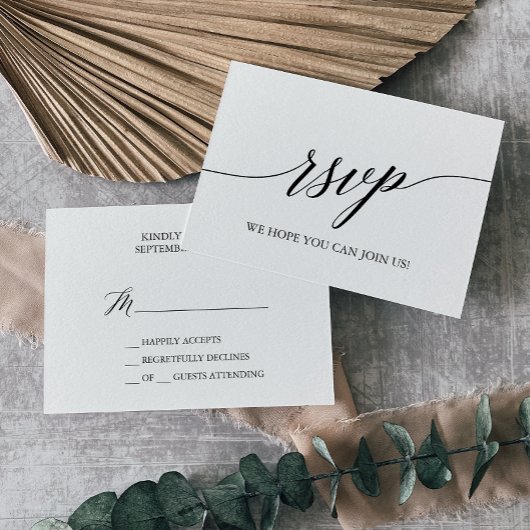 Elegante Black Calligraphy Simple RSVP Card