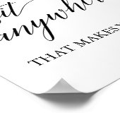 Elegante Black Calligraphy Sit Anywhere Signature Poster (Ecke)