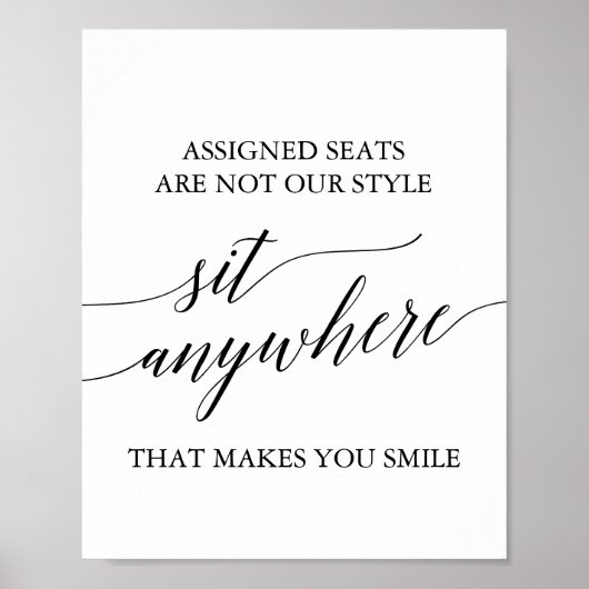 Elegante Black Calligraphy Sit Anywhere Signature Poster (Vorne)