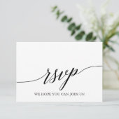 Elegante Black Calligraphy Song Request RSVP Card (Stehend Vorderseite)