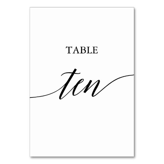 Elegante Black Calligraphy Table 10 Tischnummer (Rückseite)