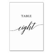 Elegante Black Calligraphy Table Aight Tischnummer (Rückseite)
