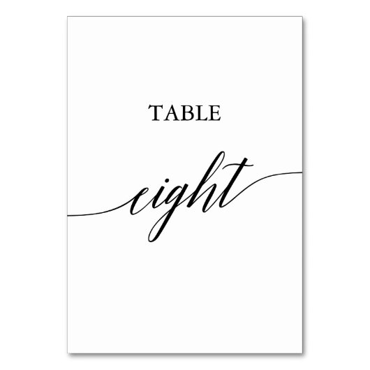 Elegante Black Calligraphy Table Aight Tischnummer (Vorderseite)
