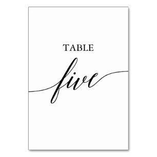 Elegante Black Calligraphy Table Five Tischnummer