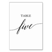 Elegante Black Calligraphy Table Five Tischnummer (Vorderseite)