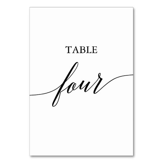Elegante Black Calligraphy Table Four Tischnummer (Rückseite)