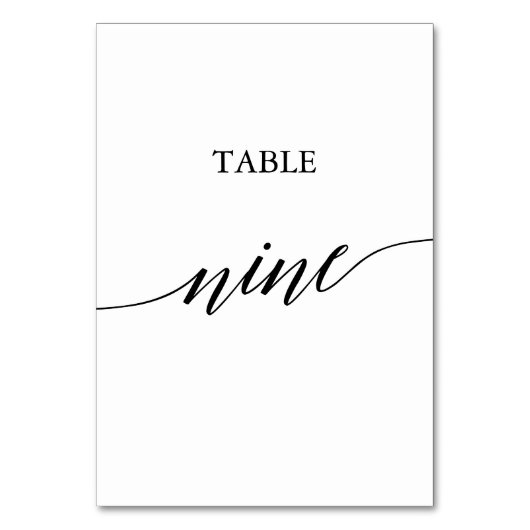 Elegante Black Calligraphy Table Nine Tischnummer (Rückseite)
