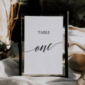 Elegante Black Calligraphy Table One Tischnummer