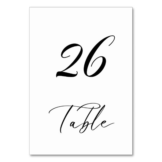 Elegante Black Calligraphy Table One Tischnummer (Rückseite)