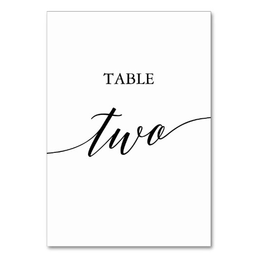 Elegante Black Calligraphy Table Two-Tischnummer Tischnummer (Vorderseite)
