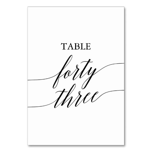 Elegante Black Calligraphy Tischnummer (Rückseite)
