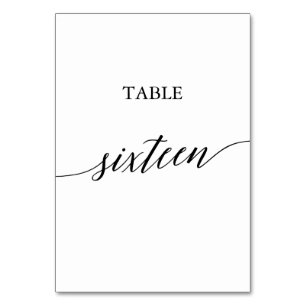 Elegante Black Calligraphy Tischnummer Sechzehn