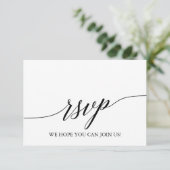 Elegante Black Calligraphy Website RSVP Card Karte (Stehend Vorderseite)